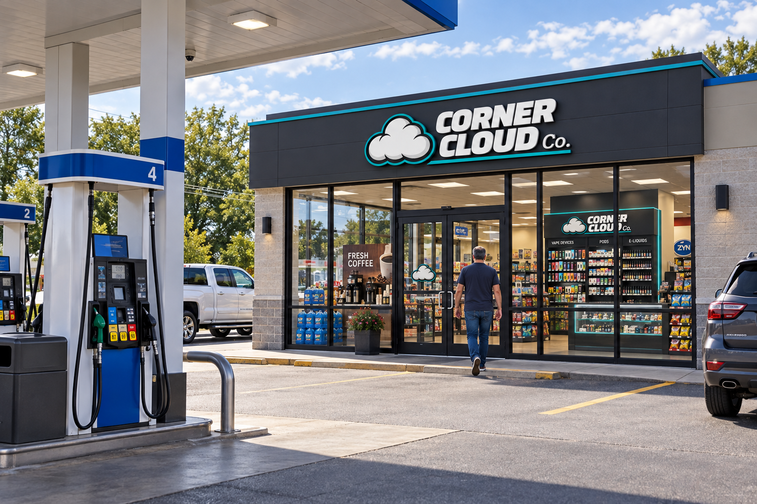 Concept visual: customer entering a convenience store