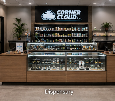 Concept visual: Corner Cloud installed in a dispensary