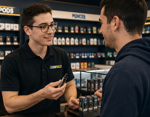 Concept visual: staff applying training with a customer